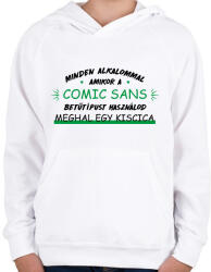 printfashion Comic Sans - Gyerek kapucnis pulóver - Fehér (12690006)