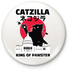 printfashion Catzilla - Kitűző, hűtőmágnes - Fehér (5109875)