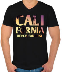 printfashion California BEACH Paradise - Férfi V-nyakú póló - Fekete (4392401)