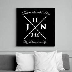 printfashion János 3: 16 - Vászonkép - Fekete (6643017)