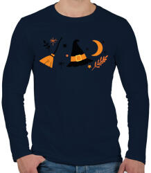 printfashion Halloweeni boszorkány - Férfi hosszú ujjú póló - Sötétkék (5513162)