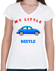 printfashion MY LITTLE BEETLE - Női V-nyakú póló - Fehér (10910215)