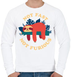 printfashion Lajhár Not fast Not furious - Férfi pulóver - Fehér (4207866)