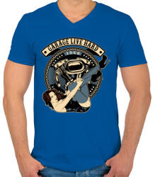 printfashion Motoros gyorsgarázs - Férfi V-nyakú póló - Királykék (187071)