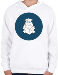 printfashion Pingvines diplomás minta - Gyerek kapucnis pulóver - Fehér (6342968)
