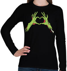 printfashion Zombi szív - Női hosszú ujjú póló - Fekete (14057201)