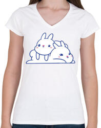 printfashion Cuki nyuszik - Női V-nyakú póló - Fehér (5546406)