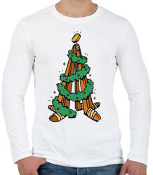 printfashion Hokis Karácsonyfa - Férfi hosszú ujjú póló - Fehér (14737541)