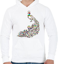 printfashion Páva - Férfi kapucnis pulóver - Fehér (369534)