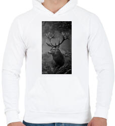 printfashion Gímszarvas - Férfi kapucnis pulóver - Fehér (5081363)