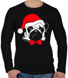 printfashion Mopsz karácsony - Férfi hosszú ujjú póló - Fekete (1100482)