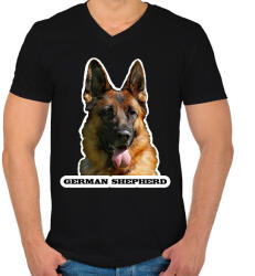 printfashion German shepherd - Férfi V-nyakú póló - Fekete (11897816)