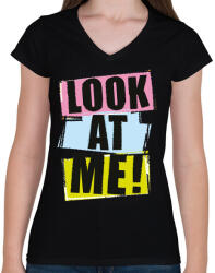 printfashion Nezz ram! - Női V-nyakú póló - Fekete (4992595)