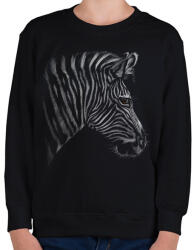 printfashion Zebra portré - Gyerek pulóver - Fekete (5027985)