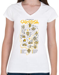 printfashion True detective - Női V-nyakú póló - Fehér (240229)