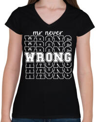 printfashion Mr never wrong páros 2 - Női V-nyakú póló - Fekete (6077040)