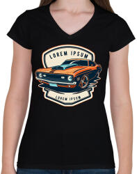 printfashion muscle car - Női V-nyakú póló - Fekete (13675492)