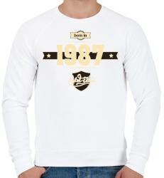 printfashion born-in-1987-cream-choco - Férfi pulóver - Fehér (630763)