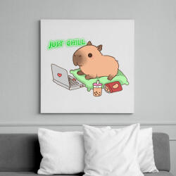 printfashion Just chill - Capybara - Vászonkép - Fehér (13861095)