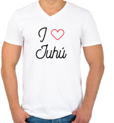 printfashion I love juhú - Férfi V-nyakú póló - Fehér (10642511)