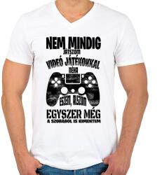 printfashion Nem mindig játszom videó játékokkal. . . - Férfi V-nyakú póló - Fehér (16428917)