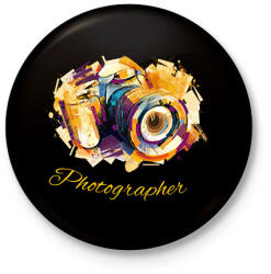 printfashion photographer - Kitűző, hűtőmágnes - Fekete (7272519)