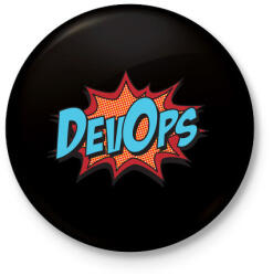 printfashion Devops - Kitűző, hűtőmágnes - Fekete (3914845)