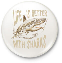 printfashion Cápa - Kitűző, hűtőmágnes - Fehér (14276350)