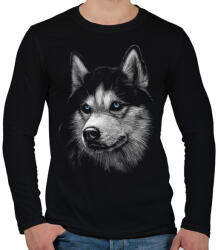 printfashion Szibériai husky - Férfi hosszú ujjú póló - Fekete (4807843)