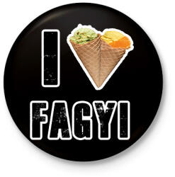 printfashion I Love Fagyi - Kitűző, hűtőmágnes - Fekete (16363940)