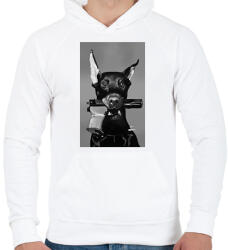 printfashion Dobermann with gun - Férfi kapucnis pulóver - Fehér (16203997)
