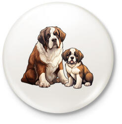 printfashion Bernáthegyi kutyák - Kitűző, hűtőmágnes - Fehér (14014636)