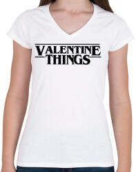 printfashion Valentine Things - Női V-nyakú póló - Fehér (2199308)