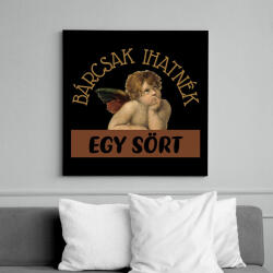 printfashion Bárcsak ihatnék egy sört - Vászonkép - Fekete (7065957)