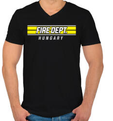 printfashion Tűzoltóság Magyarország - Férfi V-nyakú póló - Fekete (441461)