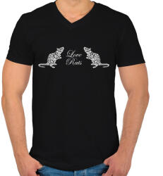 printfashion Csipke patkányok - Férfi V-nyakú póló - Fekete (13463620)