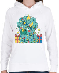 printfashion Karácsonyi Triceratops - Női kapucnis pulóver - Fehér (14756848)