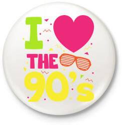 printfashion I love 90's - Kitűző, hűtőmágnes - Fehér (3084110)