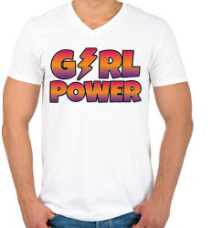 printfashion Girl power - Férfi V-nyakú póló - Fehér (12633300)