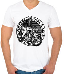 printfashion Cafe racer - Férfi V-nyakú póló - Fehér (4982530)