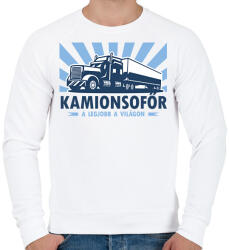 printfashion Kamionsofőr - a legjobb a világon - Férfi pulóver - Fehér (6548396)