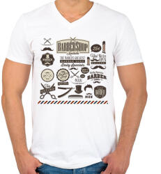 printfashion barber flyer - Férfi V-nyakú póló - Fehér (4694212)