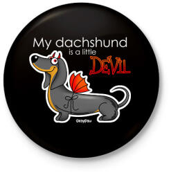 printfashion My dachshund is a little DEVIL" - Kitűző, hűtőmágnes - Fekete (13415034)