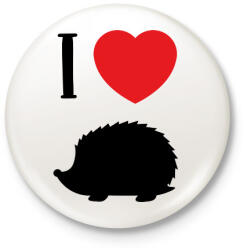 printfashion I love hedgehog (black) - Kitűző, hűtőmágnes - Fehér (7096244)