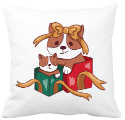 printfashion Karácsonyi corgik - Párnahuzat, Díszpárnahuzat - Fehér (10145881)