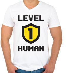 printfashion LVL 1 - Férfi V-nyakú póló - Fehér (2485361)