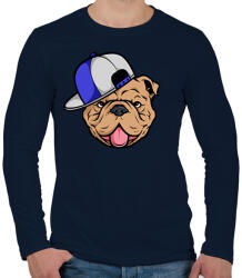printfashion Bulldog sapiban - Férfi hosszú ujjú póló - Sötétkék (7359632)