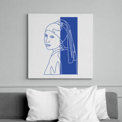 printfashion Jan Vermeer - Leány gyöngy fülbevalóval - Vonalas - Vászonkép - Fehér (6732808)