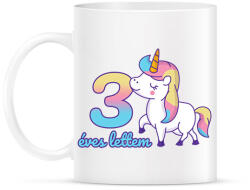printfashion Unikornis: 3 éves lettem - Bögre - Fehér (2874932)