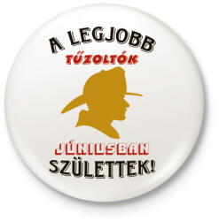 printfashion Tűzoltó szülinapja június - Kitűző, hűtőmágnes - Fehér (5777528)